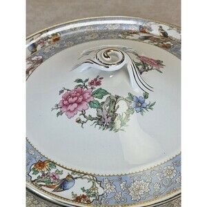 Johnson  Bros England The Vigo Gold Gilded Serving Bowl With Lid EUC Vintage